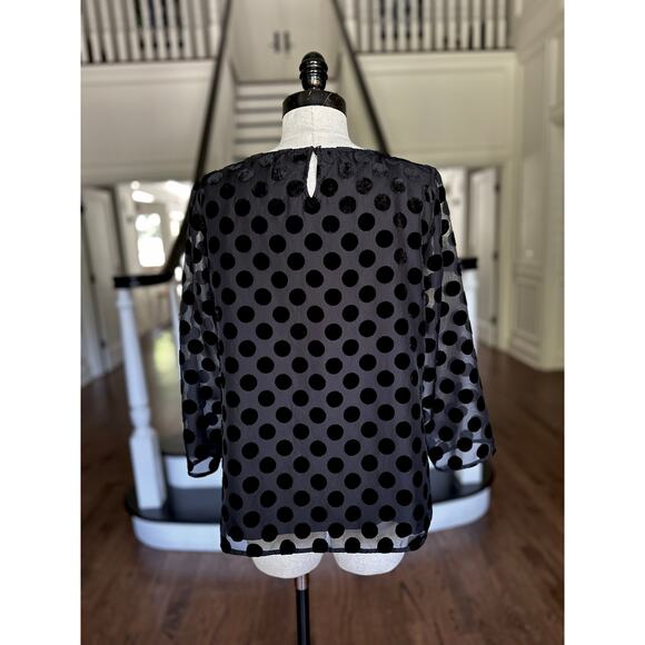 RSVP TALBOTS Velvet PolkaDot Chiffon Blouse SpecialOccasion FestiveHoliday Party - Picture 5 of 8